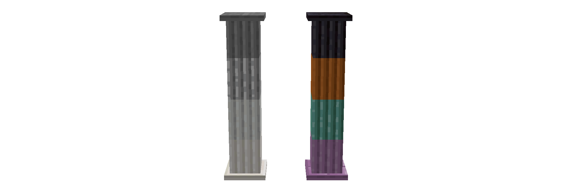 Image of two pillars made up of multiple materials